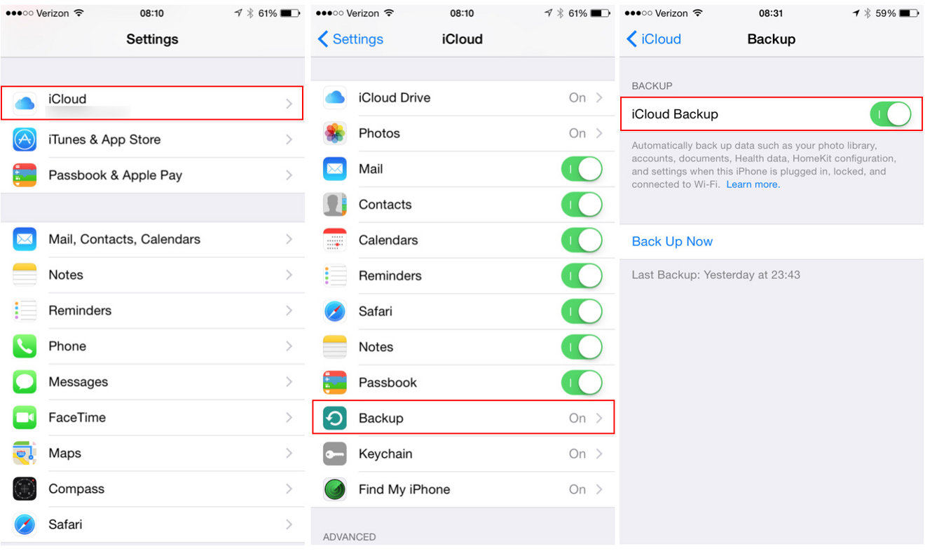 how to backup iphone to icloud ios 13
