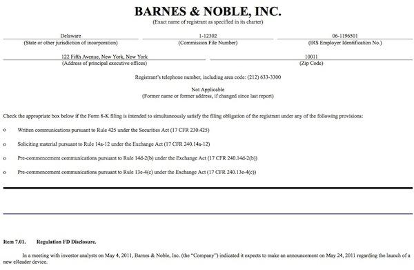 Barnes Noble Planning May 24 Launch Of New E Reader Ipad Competitor