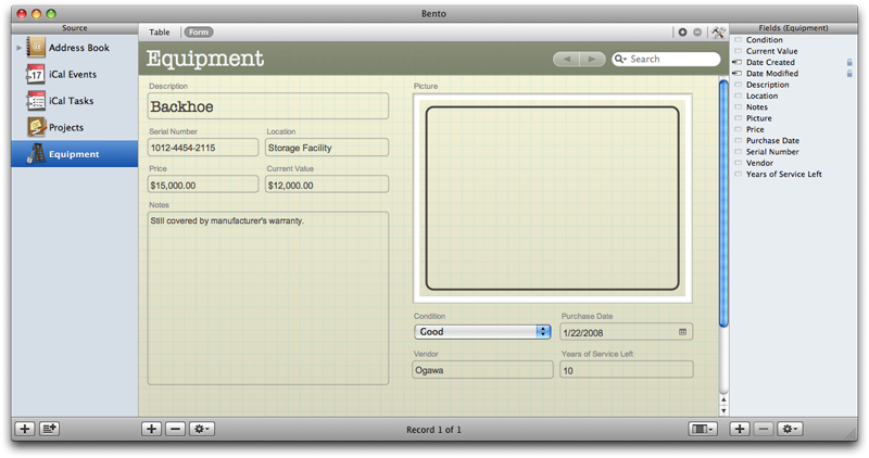 what is filemaker bento 4 database software