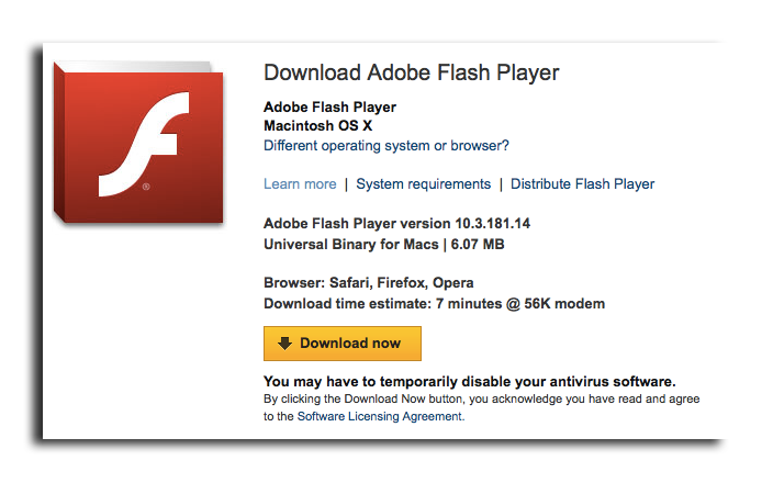 adobe flash player mac os x 10.8.5