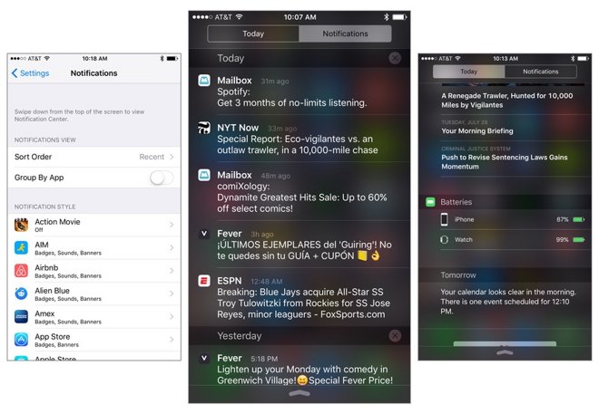 Inside Ios 9 Notification Center Streamlined With App Alerts