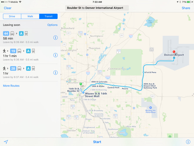 Apple Maps Picks Up Public Transit Directions For Denver