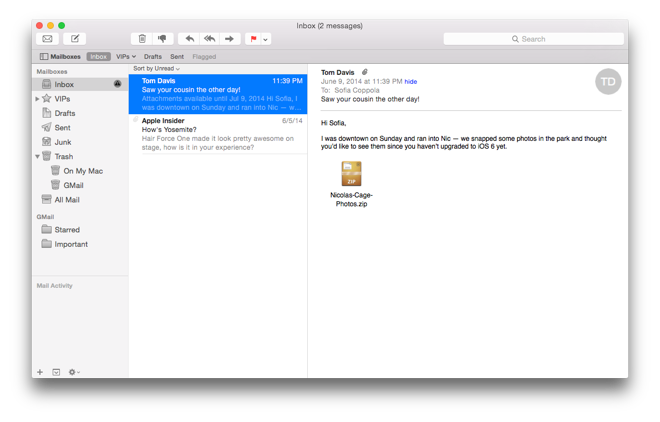 what is the default mail client for mac sierra