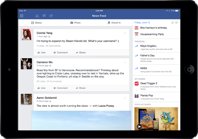 Facebook brings right-hand column to iPad with new ...