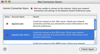 Apple Mail 2.0 Connection Doctor
