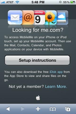 MobileMe on iPhone