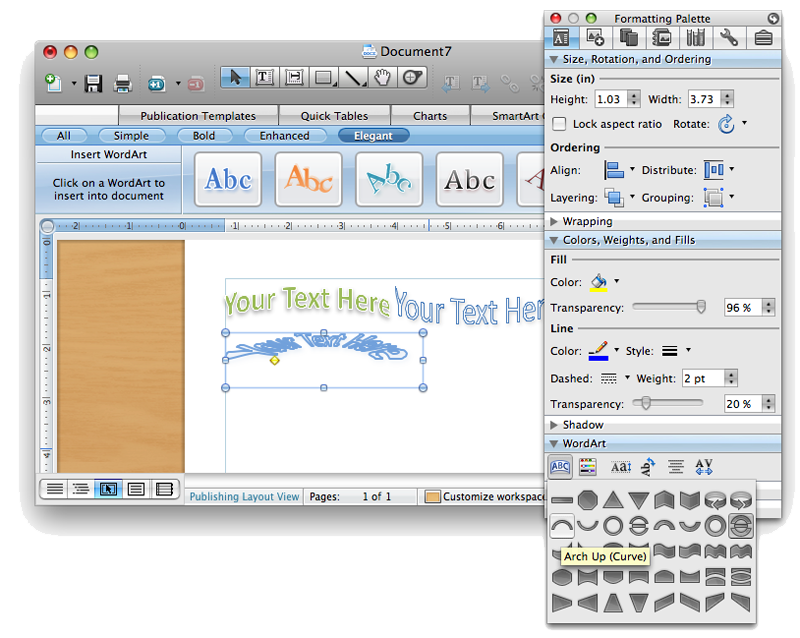 percent use of pages mac word processor