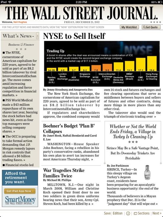 The Wall Street Journal comes to Apple's Newsstand for ...